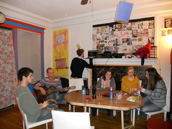 *the living room of the nubao. My partner at the time (and brains behind the operation) in the yellow sweater.*